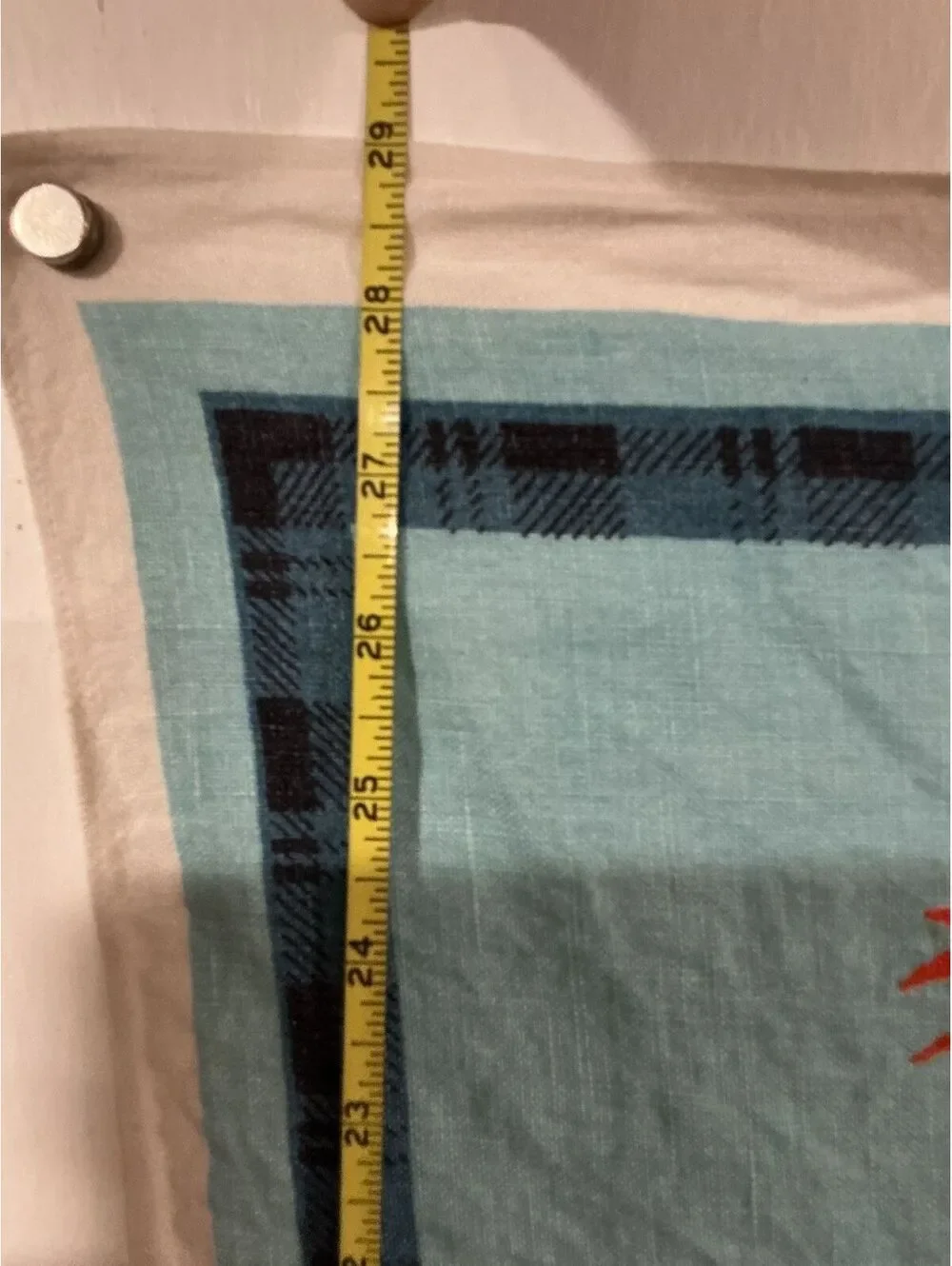 Vintage Scotland Linen Tea Towel Highland Bagpiper Tartan
